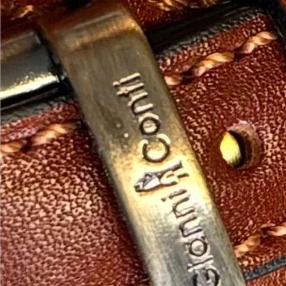 Gianni Conti Brown Leather Crossbody Saddle Bag Adjustable Strap - Picture 3 of 9